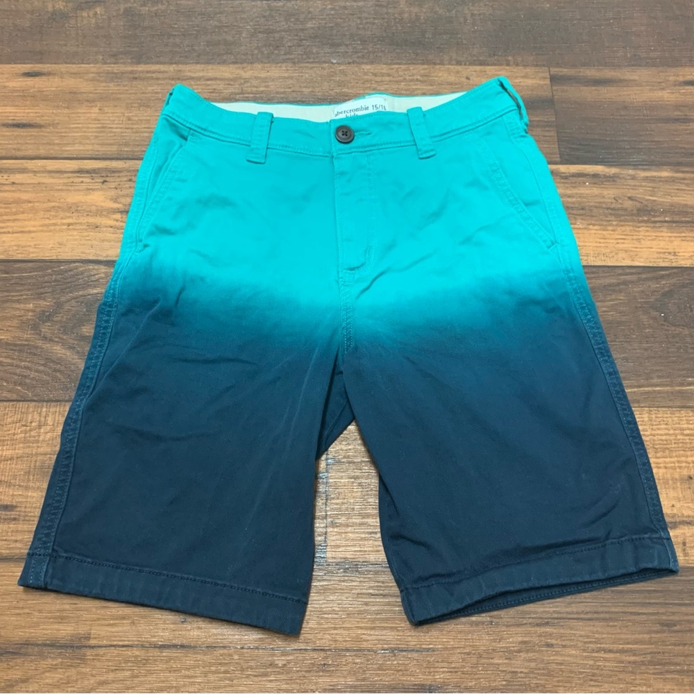 Abercrombie & Fitch boys' 15/16 dip-dye chino shorts Gradient Green Blue
